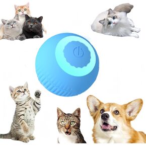 Smart Interactive Cats Toy, Wloom Power Ball 2.0 Cats Toy Automatic Moving Bouncing Rolling Ball for Indoor Cat Kitten Birthday Gift, Self Rotating Ball, Type-C Rechargeable (Blue)