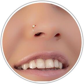 Tiny 14k Gold Filled White Opal Nose Ring - 24 Gauge Thin Handmade Opal Nose Hoop Snug Nose Ring Hoop -14k Gold Nose Piercing For Women - Cormfortable & Elegant Design - Comes with Gift Packaging