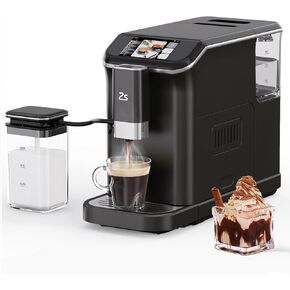 Fully Automatic Espresso Machine, 20-Bar Espresso Machine with Grinder & Automatic Milk Frother, 7 Coffee Varieties Programmable Coffee Maker, Touch Display, 1.5-L Water Tank