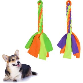 2 Pack Dog Fleece Rope Toy Dog Flirt Pole Replacement Toys to Chase and Tug Interactive Dog Toys with Chewing Rope Pet Braided Rope Tether Lure Toy to Outdoor Exercising Training