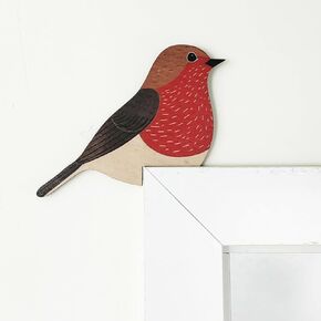 2 x Wooden Robin Door Toppers, Bird Door Corner, Christmas Gift for Nature Lovers, Robin Pair Decor, Kids Room Door Decor, Christmas Gifts, Ideal Housewarming Gift, 5.5x5 inches