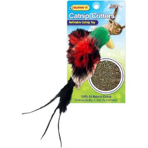 Westminster Pet Ruffin' It Assortment of 3 Catnip Critters, Refillable Plush with Catnip