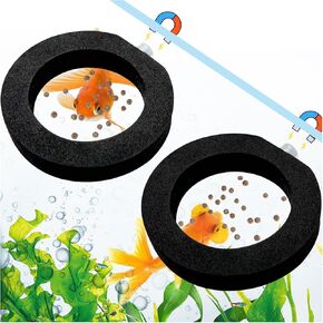 La La Pet®2PCS Magnetic Sponge Fish Feeding Ring Floating Food Feeder for Fish Tank Aquarium Feeding Accessories for Betta Guppy Tropical Fish Small Fish