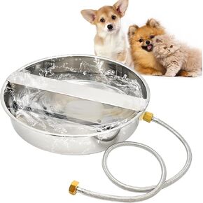 Stainless Steel Dog Water Bowls for Large Dogs，Automatic Refillable Pet Water Fountains and Water Dispenser (Water Bowl, 1/2" Float, Braided Hose)
