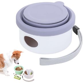 3 in 1 Multifunction Collapsible Travel Dog Bowls Portable Dog Cat Fod & Water Bowl Puppy Essentials Pet Camping Supplies Complimentary Pet Feces Cleaning Bag (Green)