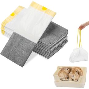 25 قطعة من أكياس فضلات الأرانب للاستعمال مرة واحدة لصندوق فضلات بوم بوكس ​​(كبير) - بطانات كربونية فائقة الامتصاص - ملحقات قفص الأرنب لإزالة الروائح بشكل فعال in Kuwait