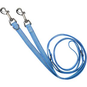 Blue-9 Reflective Multi-Function Dog Leash, Double Attachment Adjustable Lead for Obedience Training and Running, 6 Feet, Medium/Large, Blue