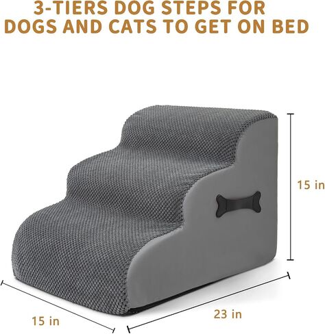 منحدر سلالم الكلاب للأسرة، سلالم الكلاب المكونة من 3 طبقات للكلاب والقطط للوصول إلى السرير، منحدر سلالم الكلاب للحيوانات الأليفة لتسلق السرير المرتفع in Saudi Arabia