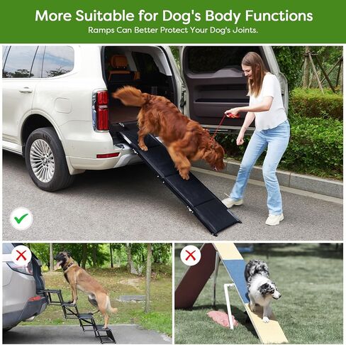 NZONPET Dog Ramp for Car, 63" Long & 17" Wide Foldable Portable Car Ramp for Dogs,Extra Wide Dog Ramp Steps with Non-Slip Surface for Medium & Large Dog Up to 250LBS Get Into a Car, SUV & Truck in Kuwait