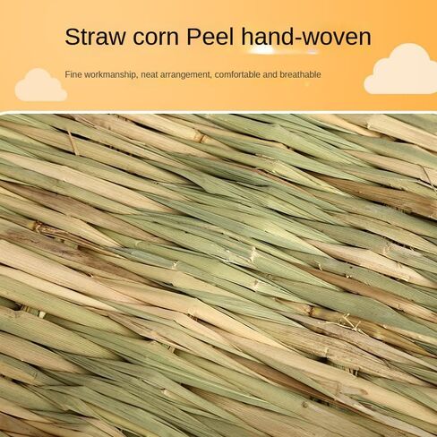 حصيرة العشب للحيوانات الأليفة لألعاب المضغ على شكل أرنب أرنب، حصيرة سرير منسوجة لخنزير غينيا شينشيلا السنجاب الهامستر والقطط والكلاب والحيوانات الصغيرة، وحدة تغذية القش الطبيعية المصنوعة يدويًا، متينة ومريحة (3 قطع) in Kuwait