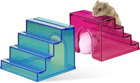Hamster Hideout Ladder Bridge,Hamster Climbing Toy Ladder Bridge,Climbing Ladder with Hamster House,Hideout Chamber for Dwarf Hamsters mice and Small Animals Habitat décor (Blue+Pink) in Saudi Arabia