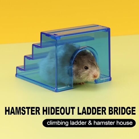 Hamster Hideout Ladder Bridge,Hamster Climbing Toy Ladder Bridge,Climbing Ladder with Hamster House,Hideout Chamber for Dwarf Hamsters mice and Small Animals Habitat décor (Blue+Pink) in Saudi Arabia