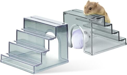 Hamster Hideout Ladder Bridge,Hamster Climbing Toy Ladder Bridge,Climbing Ladder with Hamster House,Hideout Chamber for Dwarf Hamsters mice and Small Animals Habitat décor (Blue+Pink) in Saudi Arabia