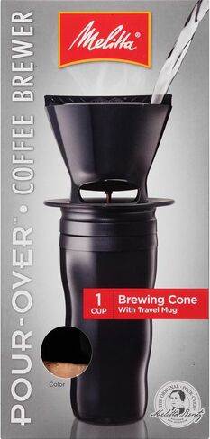 Melitta Cone Pour-Over Coffee Brewer and Ready Set Joe Mug, Black in Saudi Arabia