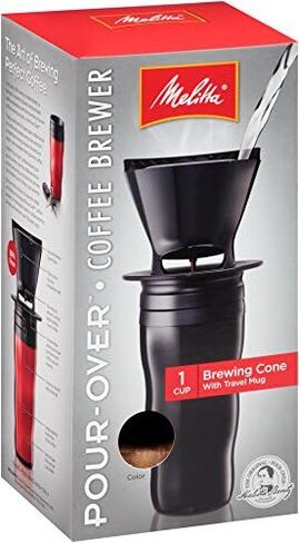 Melitta Cone Pour-Over Coffee Brewer and Ready Set Joe Mug, Black in Saudi Arabia
