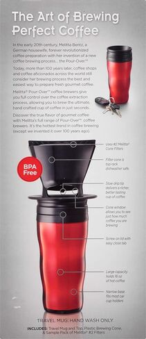 Melitta Cone Pour-Over Coffee Brewer and Ready Set Joe Mug, Black in Saudi Arabia