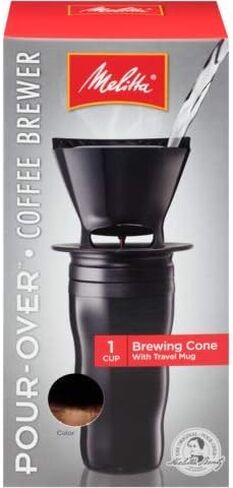 Melitta Cone Pour-Over Coffee Brewer and Ready Set Joe Mug, Black in Saudi Arabia
