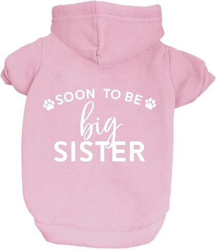 سويت شيرت بقلنسوة مبطن بالصوف مع فتحة للمقود منoon to Be Big Sister Dog (وردي فاتح، مقاس متوسط ​​56) in Saudi Arabia