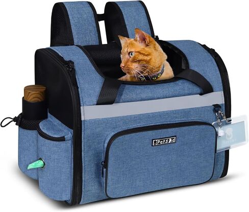Pet Backpack Carrier 17x13x9.5 Southwest Airline Approved for 1-12 LBS Small Cats and Dogs(Blue) in Saudi Arabia