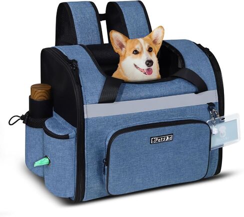 Pet Backpack Carrier 17x13x9.5 Southwest Airline Approved for 1-12 LBS Small Cats and Dogs(Blue) in Saudi Arabia