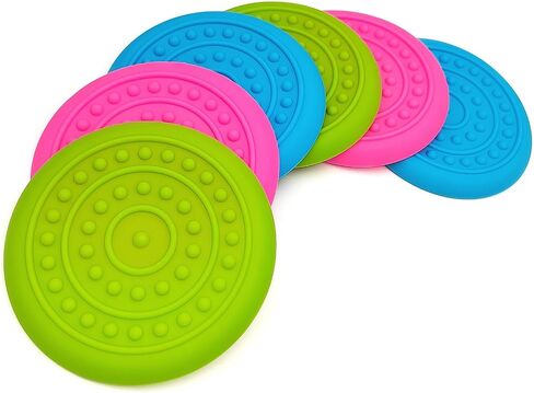 6 Pack Soft Rubber Dog Flying Discs for Small Medium Large Dogs (Small, Pink&Green&Blue6) in Saudi Arabia