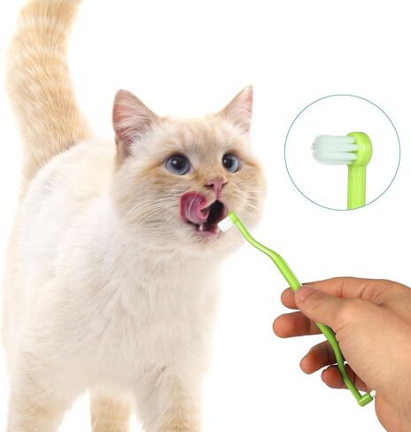 2pcs Dual Sided Cat & Dog Toothbrushes 6.3x0.63in Kitten Puppy Teeth Cleaning Brush Micro Head Pets Kitty Dental Care for Prevent Bad Breath & Plaque Tartar Formation (Pink,Green) in Saudi Arabia