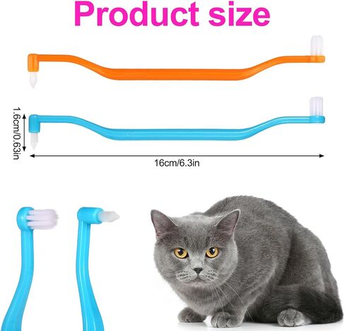 2pcs Dual Sided Cat & Dog Toothbrushes 6.3x0.63in Kitten Puppy Teeth Cleaning Brush Micro Head Pets Kitty Dental Care for Prevent Bad Breath & Plaque Tartar Formation (Pink,Green) in Saudi Arabia