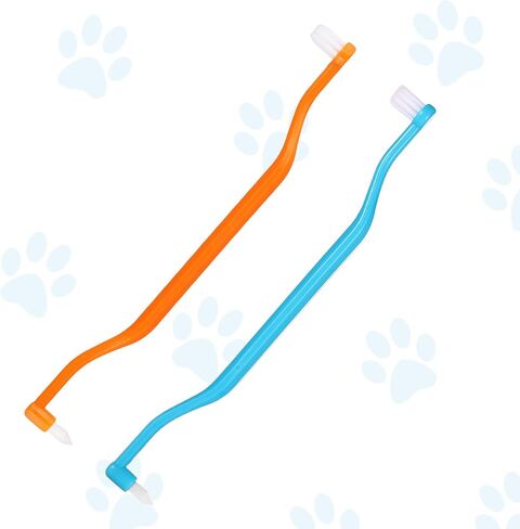 2pcs Dual Sided Cat & Dog Toothbrushes 6.3x0.63in Kitten Puppy Teeth Cleaning Brush Micro Head Pets Kitty Dental Care for Prevent Bad Breath & Plaque Tartar Formation (Pink,Green) in Saudi Arabia