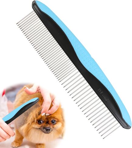 Dog Grooming Comb, Metal Dematting Pet Combs, Detangler For Matted Hair Removes Tangles Matts Premium Anti-Slip Comfort Grip Ergonomic Handle for Poodles Goldendoodles Doodles Long Haired Dogs in Saudi Arabia