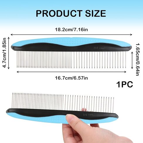 Dog Grooming Comb, Metal Dematting Pet Combs, Detangler For Matted Hair Removes Tangles Matts Premium Anti-Slip Comfort Grip Ergonomic Handle for Poodles Goldendoodles Doodles Long Haired Dogs in Saudi Arabia