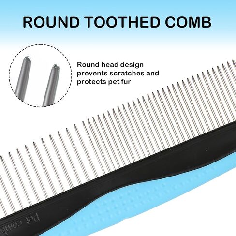 Dog Grooming Comb, Metal Dematting Pet Combs, Detangler For Matted Hair Removes Tangles Matts Premium Anti-Slip Comfort Grip Ergonomic Handle for Poodles Goldendoodles Doodles Long Haired Dogs in Saudi Arabia