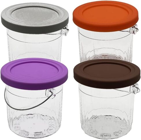 joystar Ice Creami Deluxe Pints 2 Pack, Compatible with Ninja NC500 NC501 Series Creami Deluxe Ice Cream Makers, Genuine Ninja Pint, Color Lids (24oz pints NC500, Green/pink) in Saudi Arabia