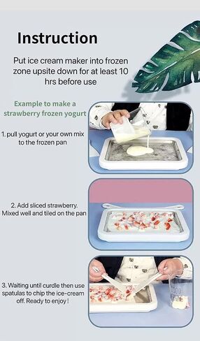 High End Ice Cream Roller Maker Plate Anti Griddle Pan with 2 Spatulas for Fun and Fast Homemade Rolled Cream, Frozen Yogurt, Gelato, Sorbet Easy Instant DIY Stainless Steel in Saudi Arabia