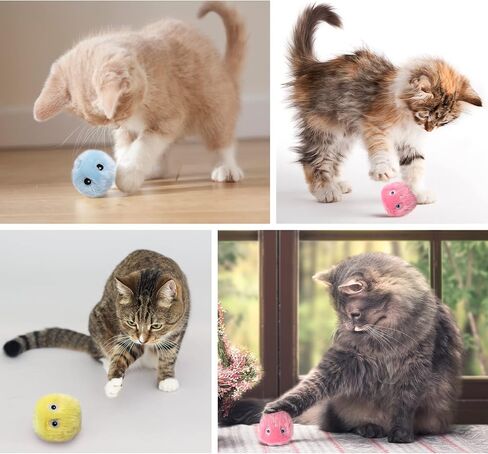NVTED Cat Toy Ball, Interactive Barking Cats Playing with Toy Balls, Upgrade Kitten Plush Ball, Built-in Catnip, Interactive Cat Kicker Toys for Indoor, 3 Pack (Plush Ball) in Kuwait