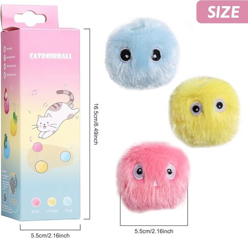NVTED Cat Toy Ball, Interactive Barking Cats Playing with Toy Balls, Upgrade Kitten Plush Ball, Built-in Catnip, Interactive Cat Kicker Toys for Indoor, 3 Pack (Plush Ball) in Kuwait