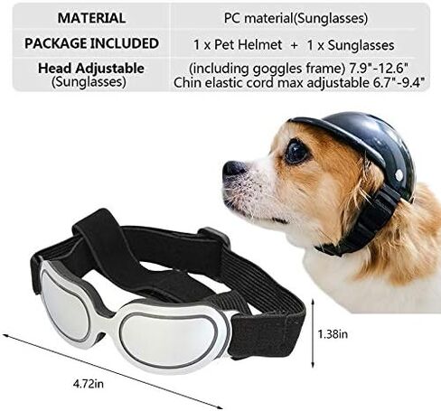 La La Pet® Pet Helmet with Dog Goggles Pet Doggie Cap Hat Dog Sunglasses Pet Eye Wear Cat UV Protection Sun Glasses for Puppy Dog Travel Skiing, Helmet M + Blue Goggles in Saudi Arabia