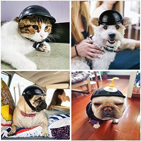 La La Pet® Pet Helmet with Dog Goggles Pet Doggie Cap Hat Dog Sunglasses Pet Eye Wear Cat UV Protection Sun Glasses for Puppy Dog Travel Skiing, Helmet M + Blue Goggles in Saudi Arabia