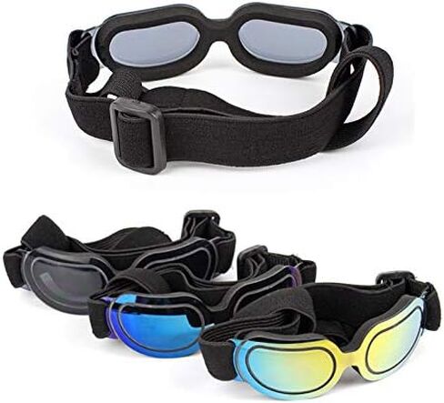 La La Pet® Pet Helmet with Dog Goggles Pet Doggie Cap Hat Dog Sunglasses Pet Eye Wear Cat UV Protection Sun Glasses for Puppy Dog Travel Skiing, Helmet M + Blue Goggles in Saudi Arabia