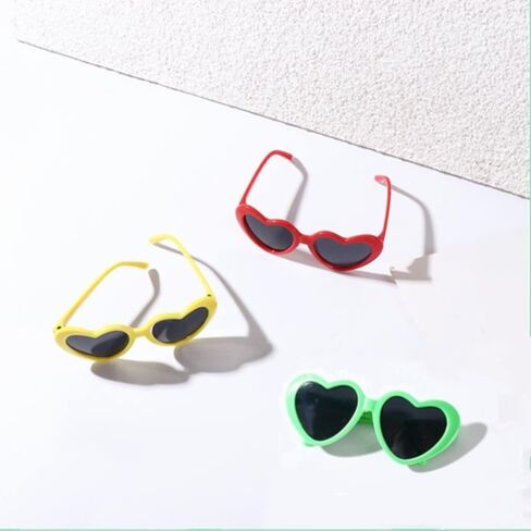 3Pcs Cute Pet Dog Cat Heart Shape Sunglasses, Cute Funny Cosplay Dolls Costume Pet Photo Props for Small Dogs Cat Accessories in Saudi Arabia