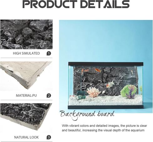 Kisangel Terrarium Background 3D Reptile Tank Background Snake Habitat Rock Wall Backdrop Decor,Dark Grey in Kuwait
