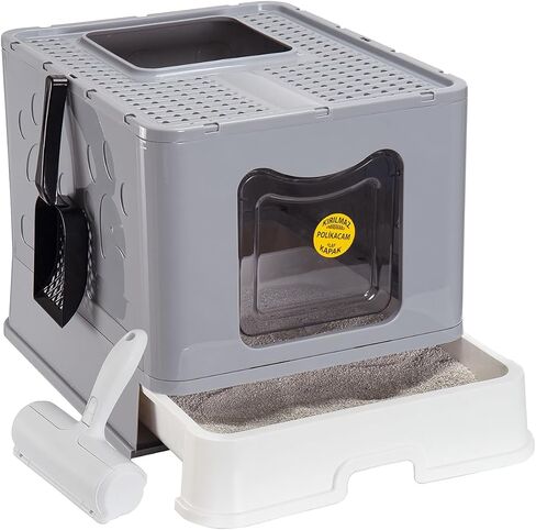 Cat Litter Box - Enclosed Kitty Litter Box with Lid, Large, Sifting, Hidden, and High-Sided Litterbox for Cats & Kittens and Pet Hair Remover in Saudi Arabia