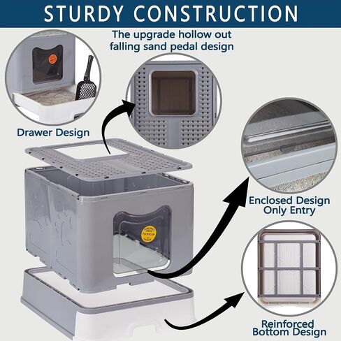 Cat Litter Box - Enclosed Kitty Litter Box with Lid, Large, Sifting, Hidden, and High-Sided Litterbox for Cats & Kittens and Pet Hair Remover in Saudi Arabia