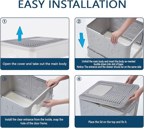 Cat Litter Box - Enclosed Kitty Litter Box with Lid, Large, Sifting, Hidden, and High-Sided Litterbox for Cats & Kittens and Pet Hair Remover in Saudi Arabia