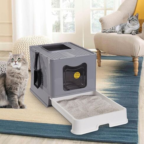 Cat Litter Box - Enclosed Kitty Litter Box with Lid, Large, Sifting, Hidden, and High-Sided Litterbox for Cats & Kittens and Pet Hair Remover in Saudi Arabia