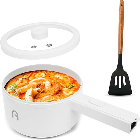 Electric Cooker, 2L Non-Stick Sauté Pan, Rapid Noodles Mini Pot for Steak, Egg, Fried Rice, Ramen, Oatmeal, Soup, Adjustable Power, College Dorm Room Essential, Includes Egg Rack in Saudi Arabia