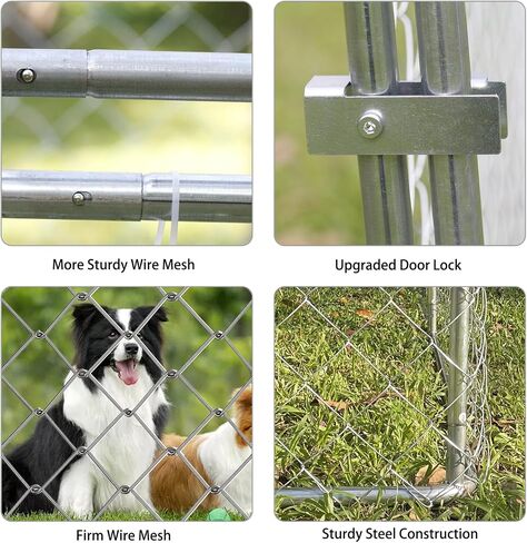 Large Outdoor Metal Dog Kennel with Waterproof Cover, Galvanized Steel Dog House, Dogs Cage & Dog Enclosures for Backyard Farm Use(9.8 * 9.8 * 5.6FT) in Saudi Arabia