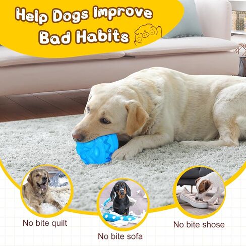 كرات الكلب غير القابلة للتدمير علاج الاستغناء عن ألعاب الكلب للمضغ العدوانية السلالة المتوسطة الكبيرة، كرات لعب مضغ الكلب للمضغ العدوانية، كرة علاج تفاعلية للكلاب لتوزيع الطعام ألعاب الكلب in Kuwait