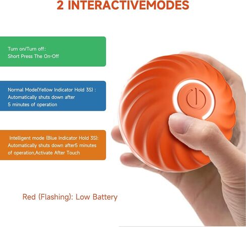 Interactive Dog Toy Ball - Automatic Rolling Ball for Dogs, Rechargeable Teasing Dog Ball Playmate - Safe, Easy to Clean,Pet Toy to Combat Boredom (Orange, Blue Replacement Case) in Saudi Arabia