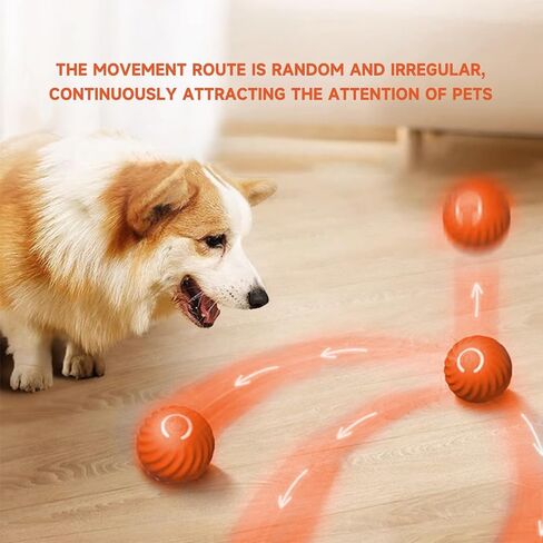 Interactive Dog Toy Ball - Automatic Rolling Ball for Dogs, Rechargeable Teasing Dog Ball Playmate - Safe, Easy to Clean,Pet Toy to Combat Boredom (Orange, Blue Replacement Case) in Saudi Arabia