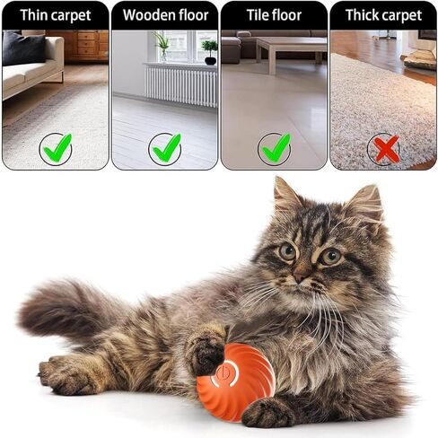 Interactive Dog Toy Ball - Automatic Rolling Ball for Dogs, Rechargeable Teasing Dog Ball Playmate - Safe, Easy to Clean,Pet Toy to Combat Boredom (Orange, Blue Replacement Case) in Saudi Arabia